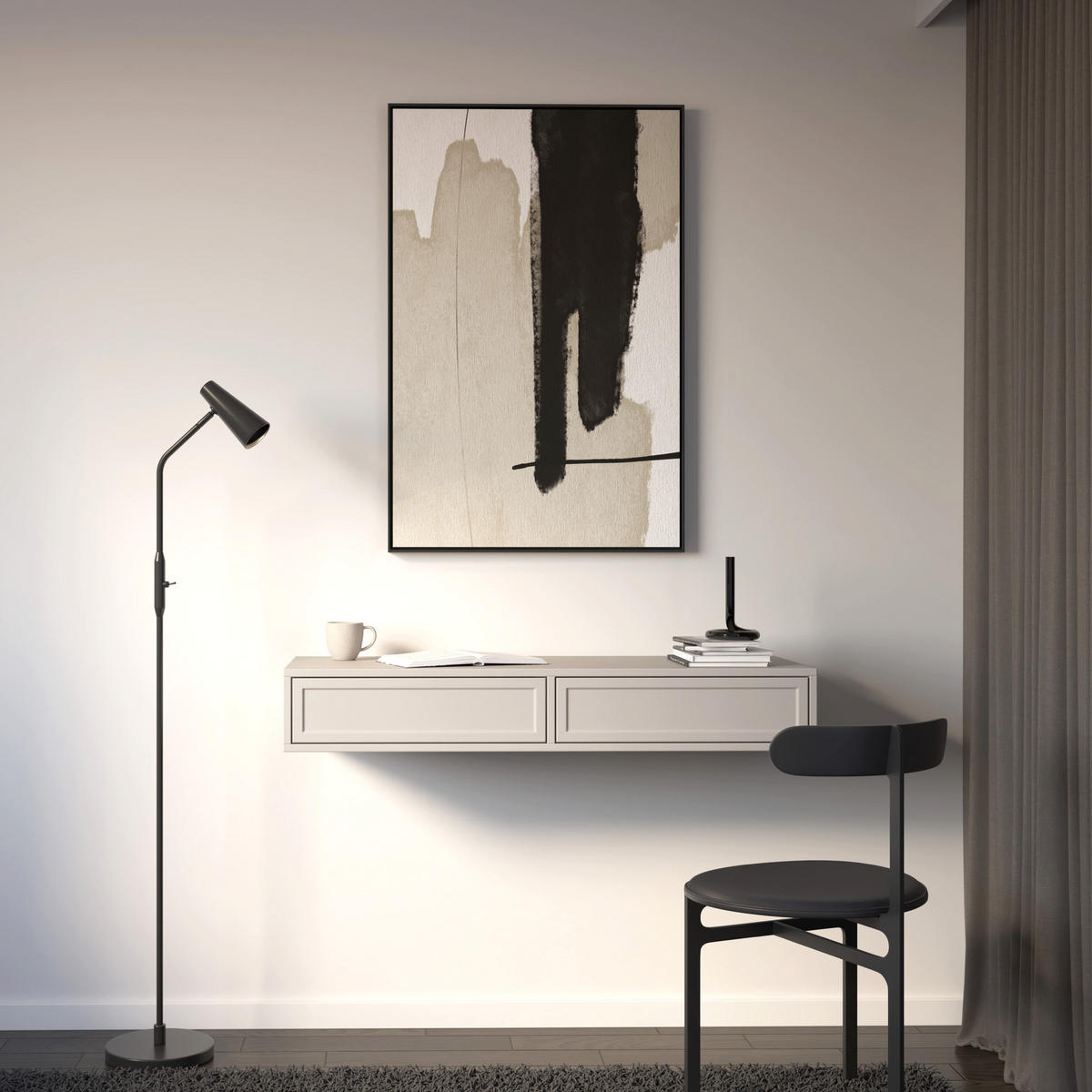 TOALETNÍ stolek se dvěma zásuvkami VELVETO, kašmírová, 110 cm - kašmírová, kompozitní dřevo (110/17/40cm) - Selsey