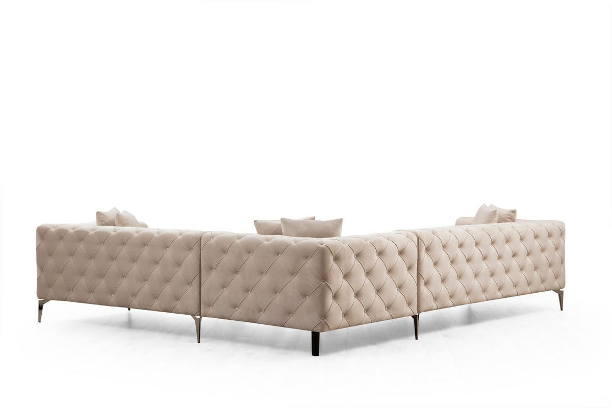 ECKSOFA mit großzügiger XXL Sitzfläche für die ganze Familie - Chromfarben/Beige, Holz/Textil (270/310cm) - myHomelando