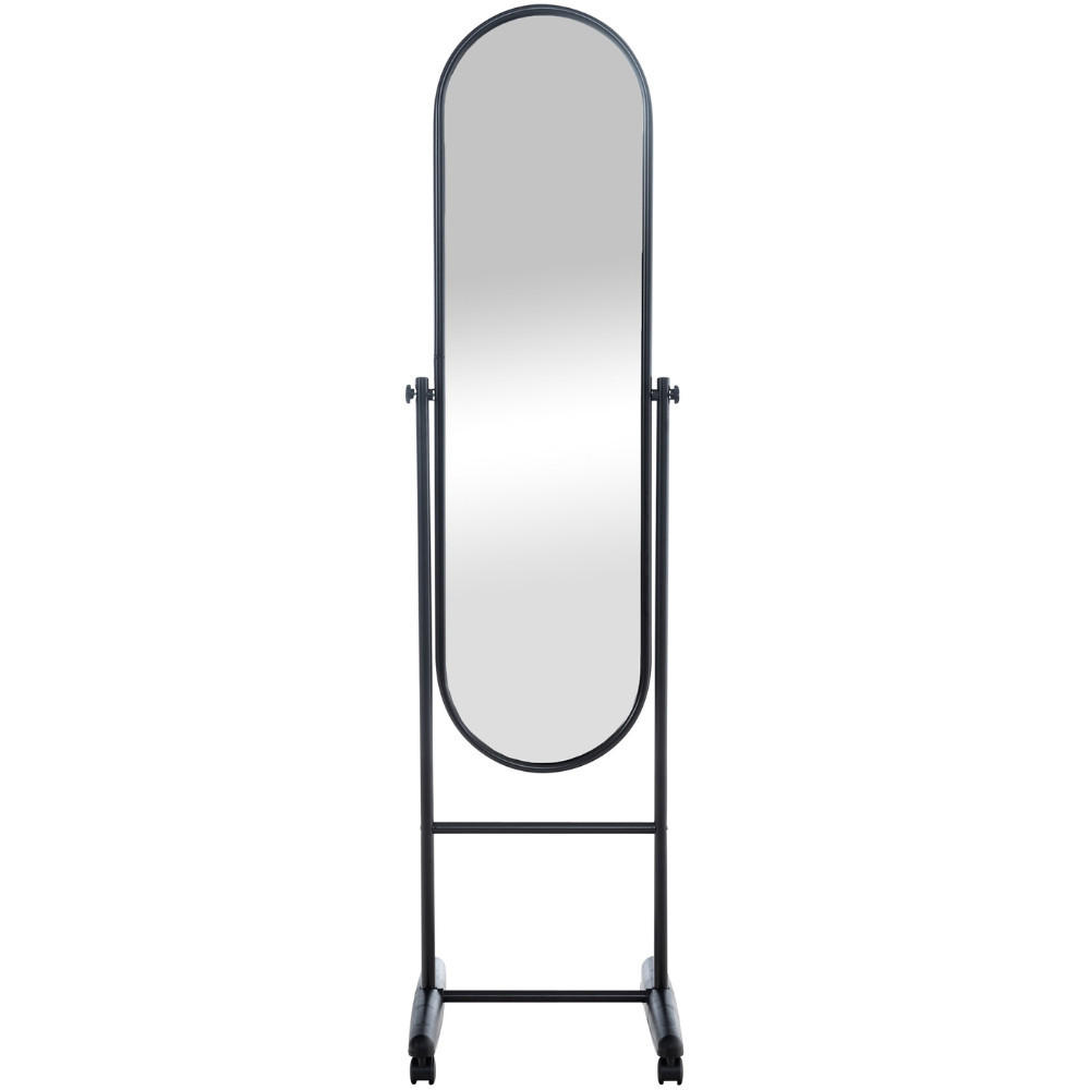 STANDSPIEGEL Milano Metall Schwarz Mobiler Ganzkörperspiegel - Schwarz, Metall (40/155/42cm) - DELUKE