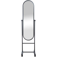 STANDSPIEGEL Milano Metall Schwarz Mobiler Ganzkörperspiegel - Schwarz, Metall (40/155/42cm) - DELUKE