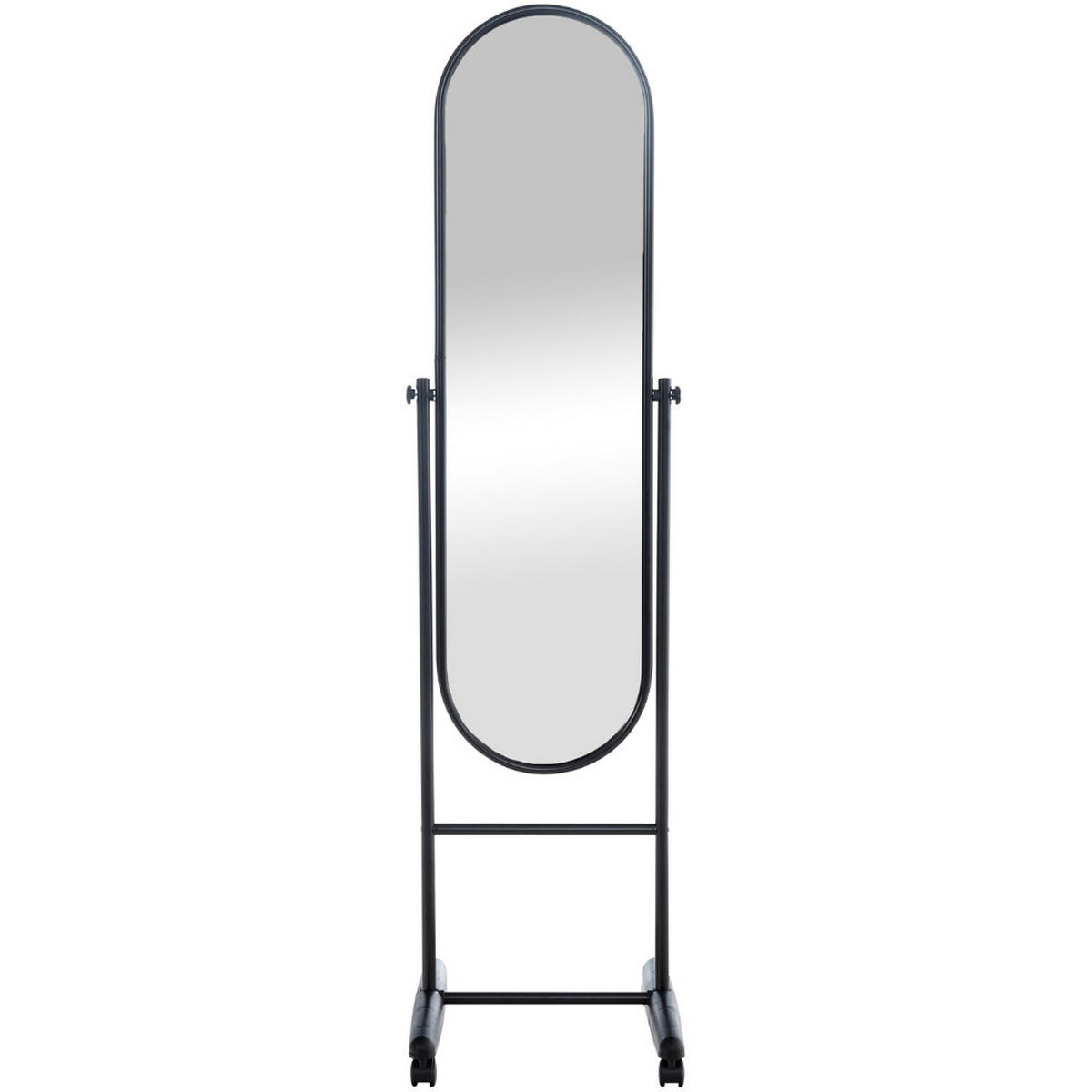 STANDSPIEGEL Milano Metall Schwarz Mobiler Ganzkörperspiegel - Schwarz, Metall (40/155/42cm) - DELUKE