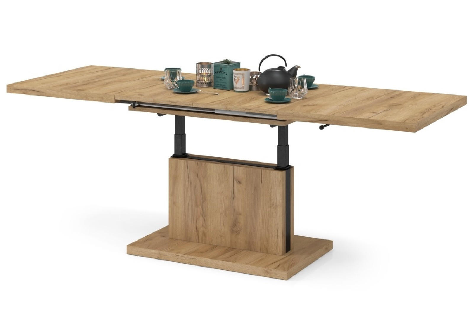 COUCHTISCH rechteckig Eiche Gold ausziehbar höhenverstellbar - Eichefarben, Holzwerkstoff (80/120/56cm) - designimpex