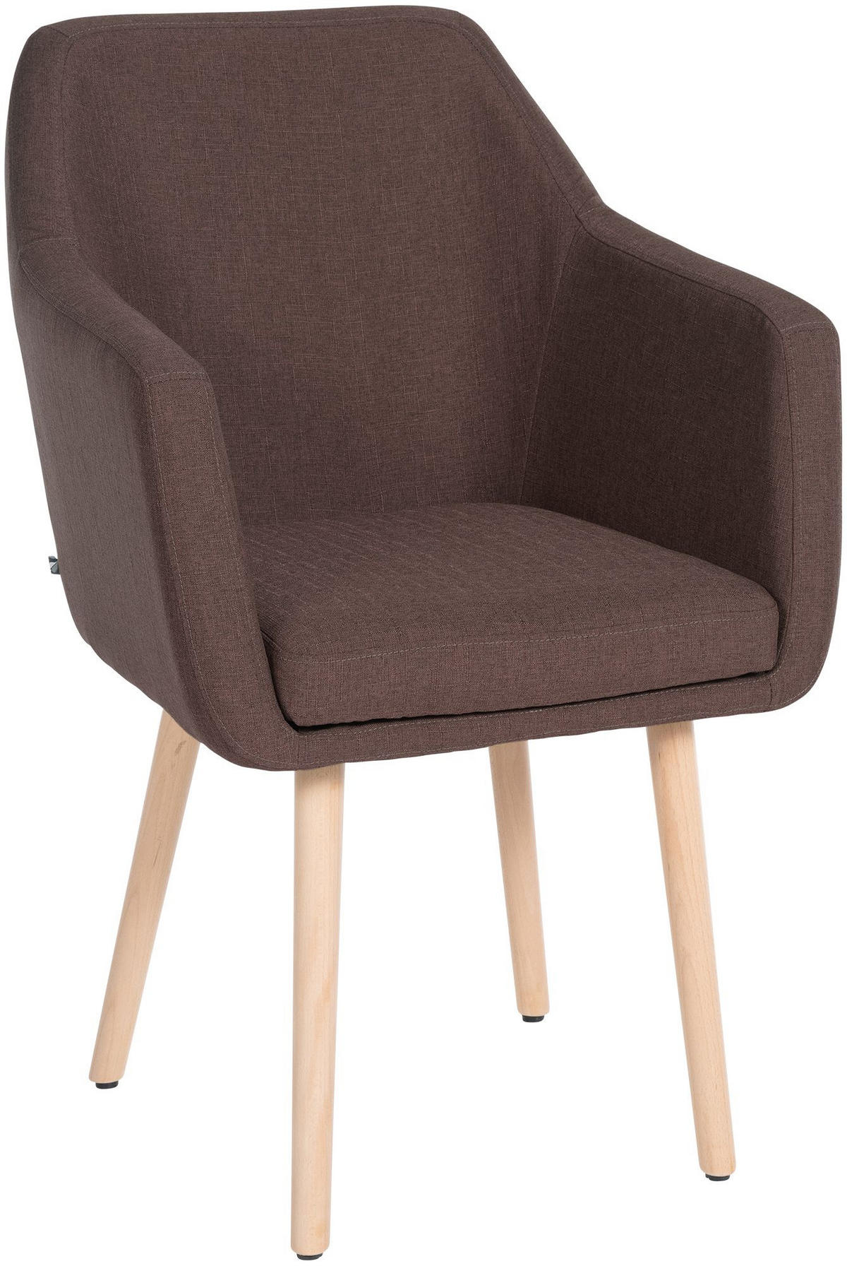 ARMLEHNENSTUHL Stoff braun - Eukalyptusholzfarben/Braun, Holz/Textil (61/88/57.5cm) - CLP