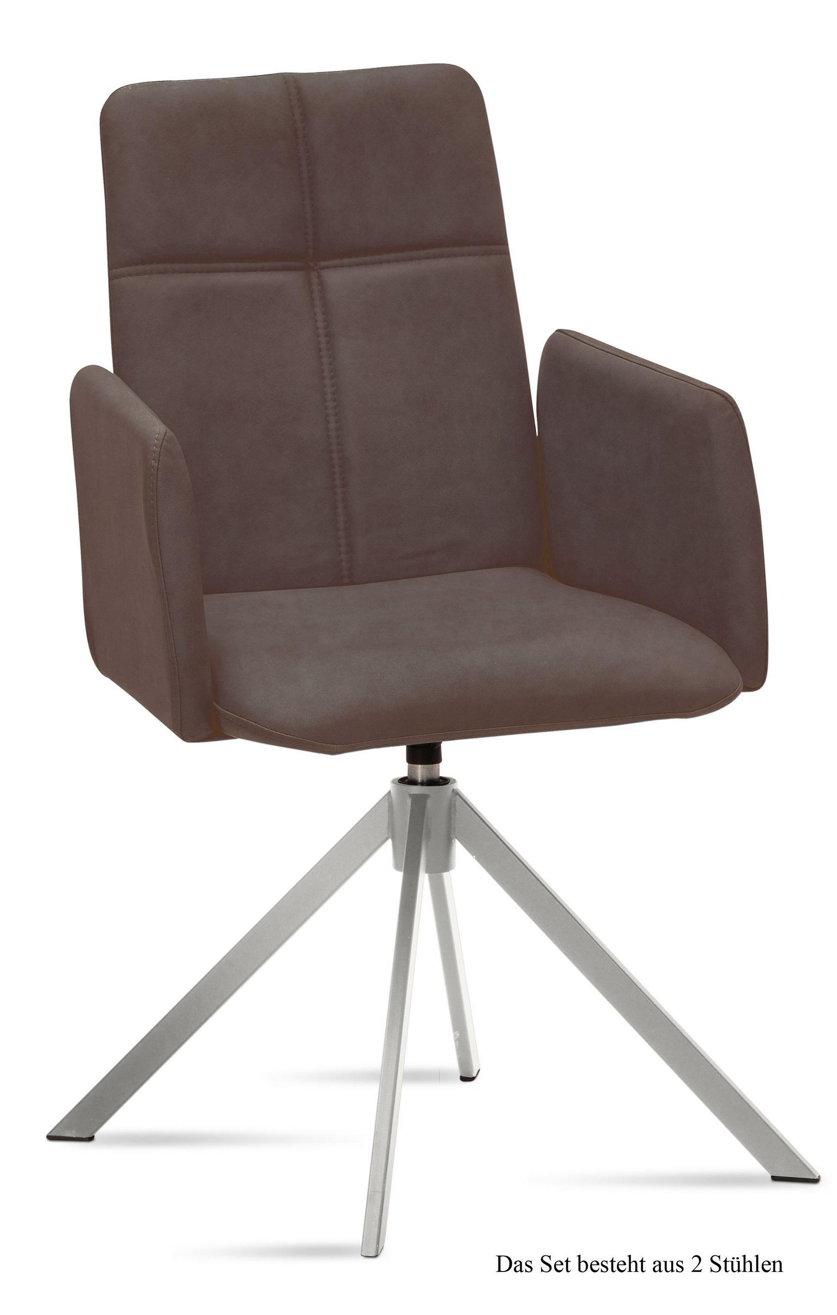 ARMLEHNSTUHL drehbar (2er-Set) Drinka 52x92x60 Edelstahl/Braun - Edelstahlfarben/Braun, Kunststoff (60/92/52cm) - 58aufmkessel