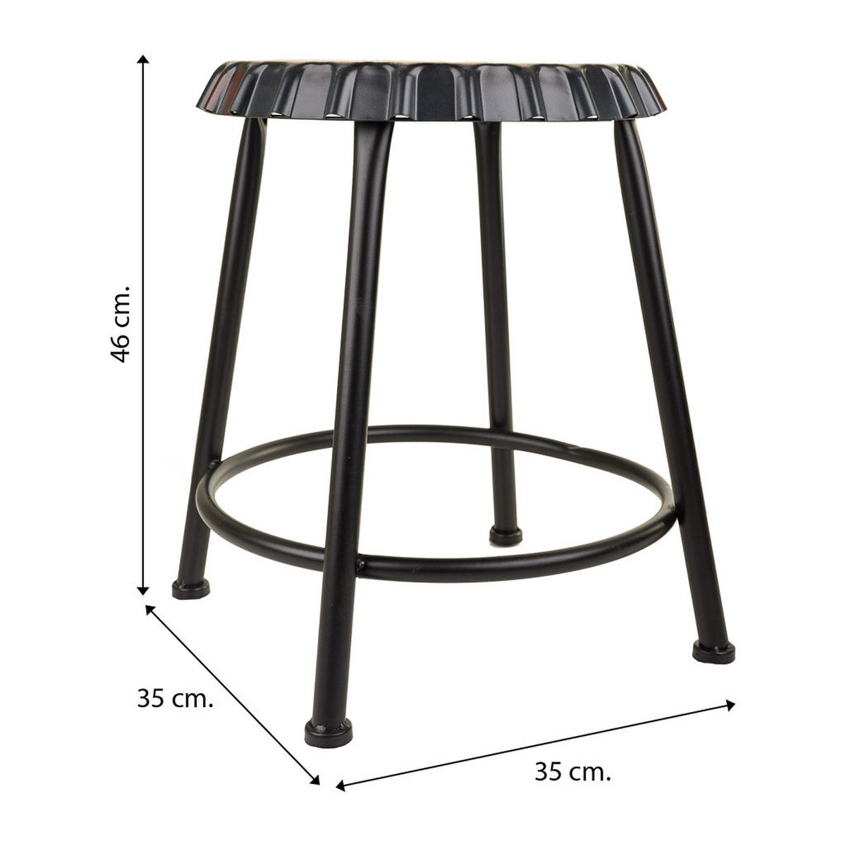 HOCKER aus Metall, weiß, 35x46cm - Weiß, Metall (35/46/35cm) - Wanderlust