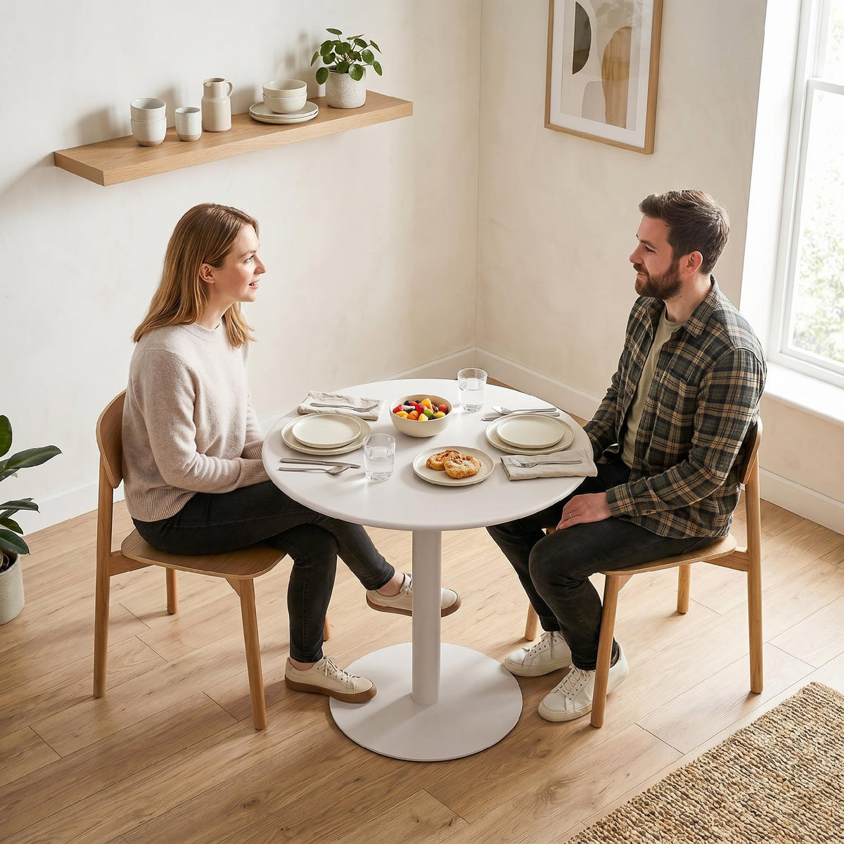 ESSTISCH Stahl Beige - Beige, Metall (60/60/72cm) - HOMCOM