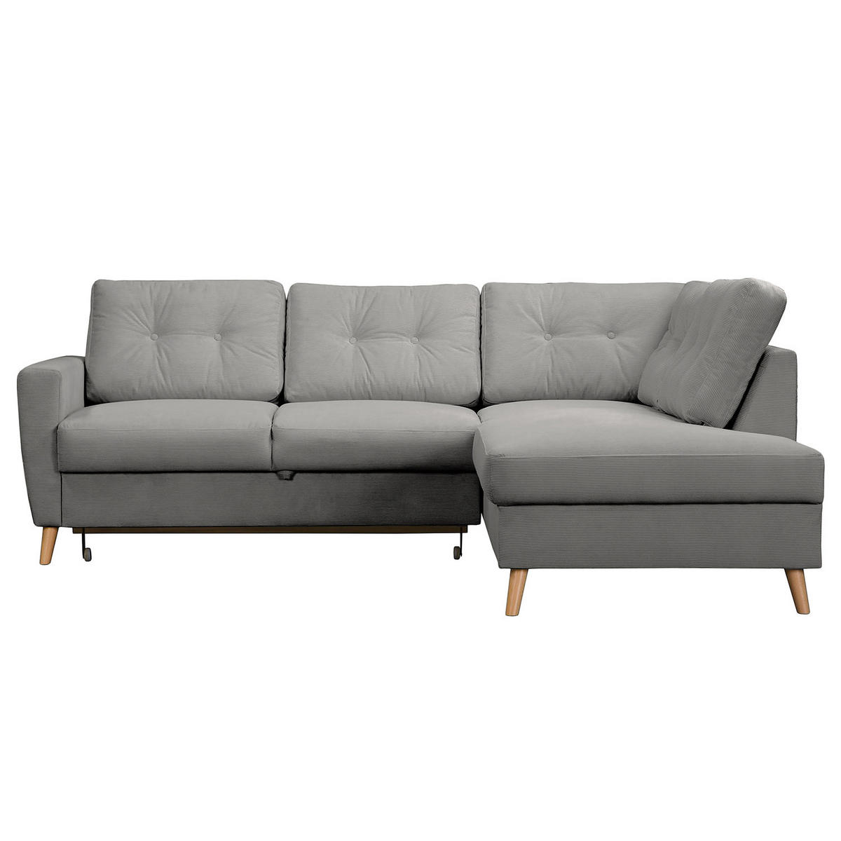 ECKSOFA mit Ottomane - Braun/Grau, Holz/Textil (230/200cm) - home24