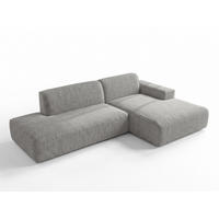 ECKSOFA L Form Didim Duo Hellgrau 288/162/80 cm – stilvolle kleine Eckcouch Rechts - Hellgrau/Schwarz, Kunststoff/Textil (162/288cm) - AX Living