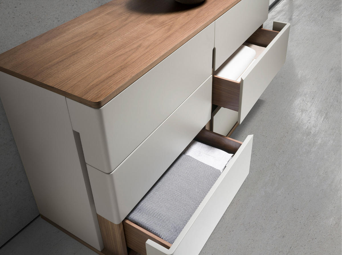 KOMMODE Rechteckig Grau Walnuss 135/48/76 cm - Walnussfarben/Grau, Holz (135/76/48cm) - ANGEL CERDA