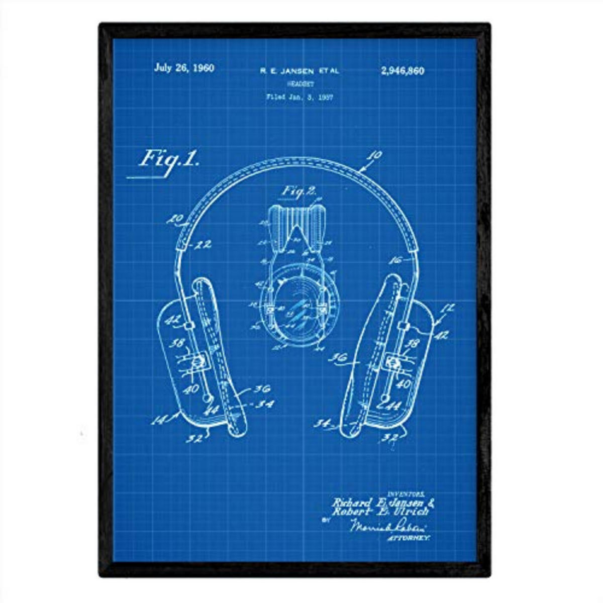 POSTER Kopfhörer Patent A3 Rahmenlos - Klar, Papier (29.7/5/42cm) - Nacnic