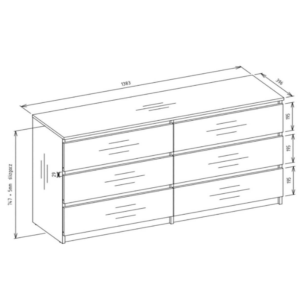 KOMMODE: 6 Schubladen Farbe: kaschmir, 140 x 40 x 75cm - Kaschmir, Holzwerkstoff (140/75/40cm) - 3XE LIVING