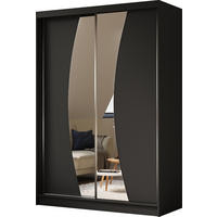 SCHWEBETÜRENSCHRANK Vex 150 cm mit Spiegel, 2-türig, schwarz - Schwarz, Kunststoff (150/216/61cm) - Margaret Hadas24