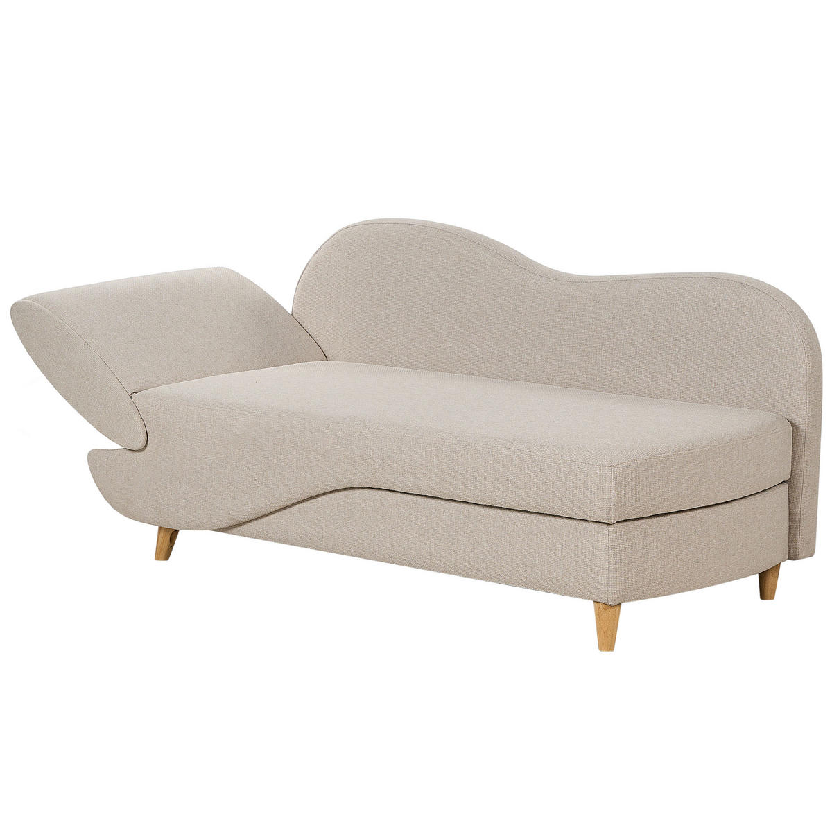 CHAISELONGUE Leinenoptik beige mit Bettkasten linksseitig Meri - Hellbraun/Beige, Textil (156/73/69cm) - Beliani