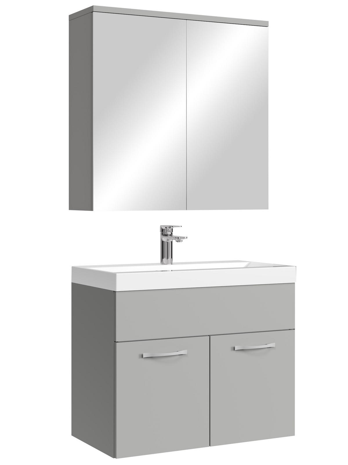 BADMÖBEL-SET Montreal 3 Teile Grau Matt - 60 x 35 x 51 cm - Grau, Holz (60/53/35cm) - Badplaats