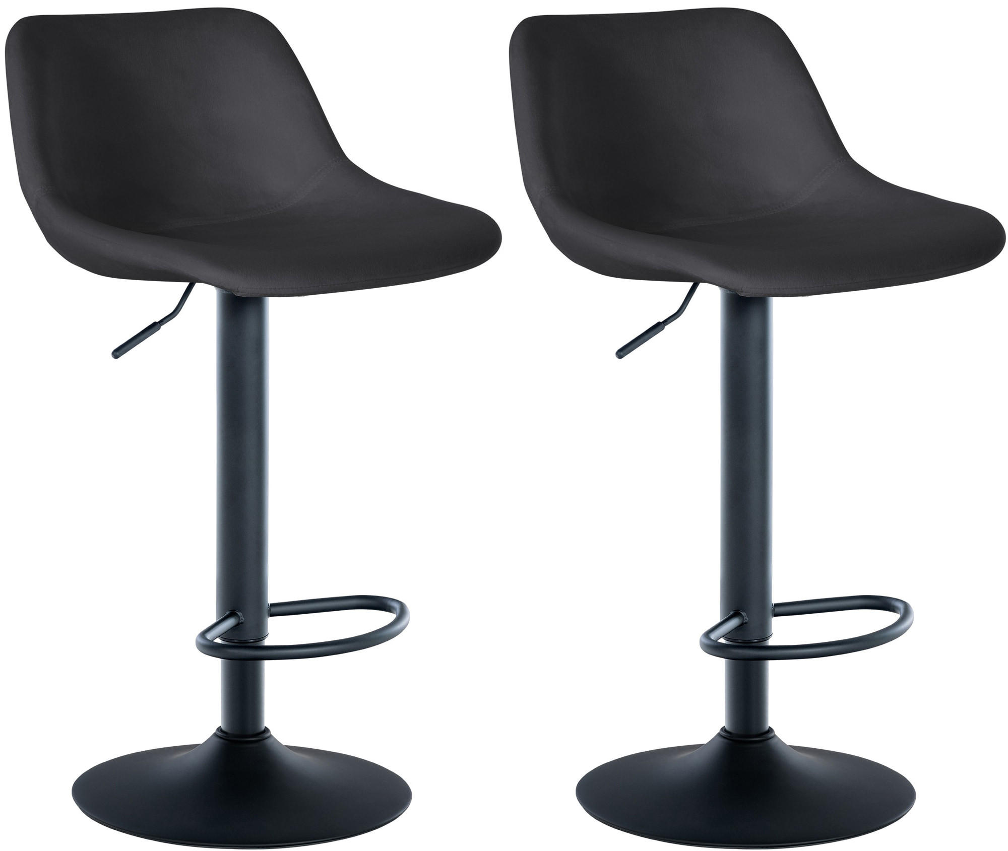 BARHOCKER 2er Set Samt schwarz - Schwarz, Textil/Metall (43/79/49cm) - CLP