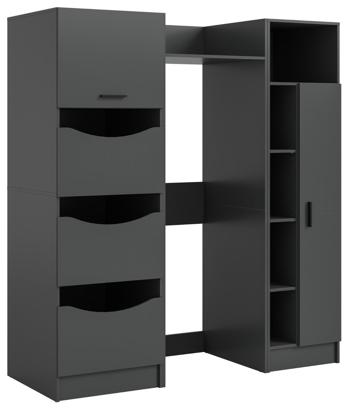 WASCHMASCHINENSCHRANK grau Set 3-teilig 176 x 196 cm, viel Stauraum - Schwarz/Grau, Holzwerkstoff/Kunststoff (176/196/68cm) - Inn.Furn