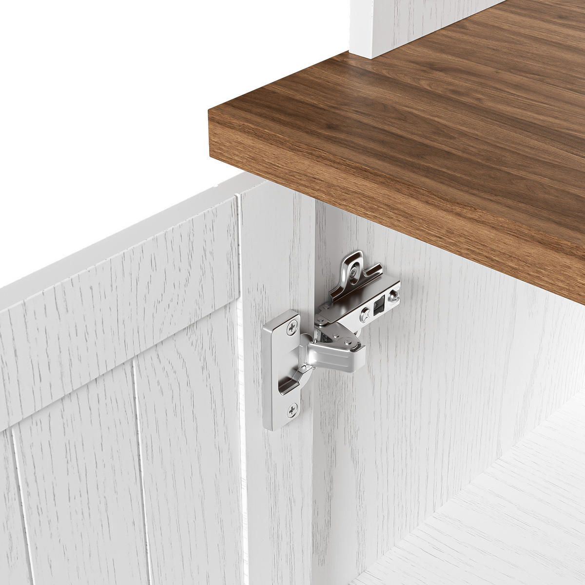 GESCHIRRSCHRANK aus Spanplatte 114x40x190 cm in Weiß/Braun mit Glastüren - Weiß, Holzwerkstoff (114/190/40cm) - Modfu