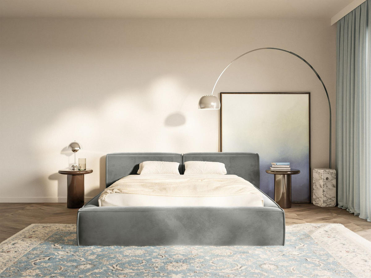 POLSTERBETT Tilves Low Grau 140x200 cm - Schwarz/Grau, Kunststoff/Textil (140/200cm) - Selsey