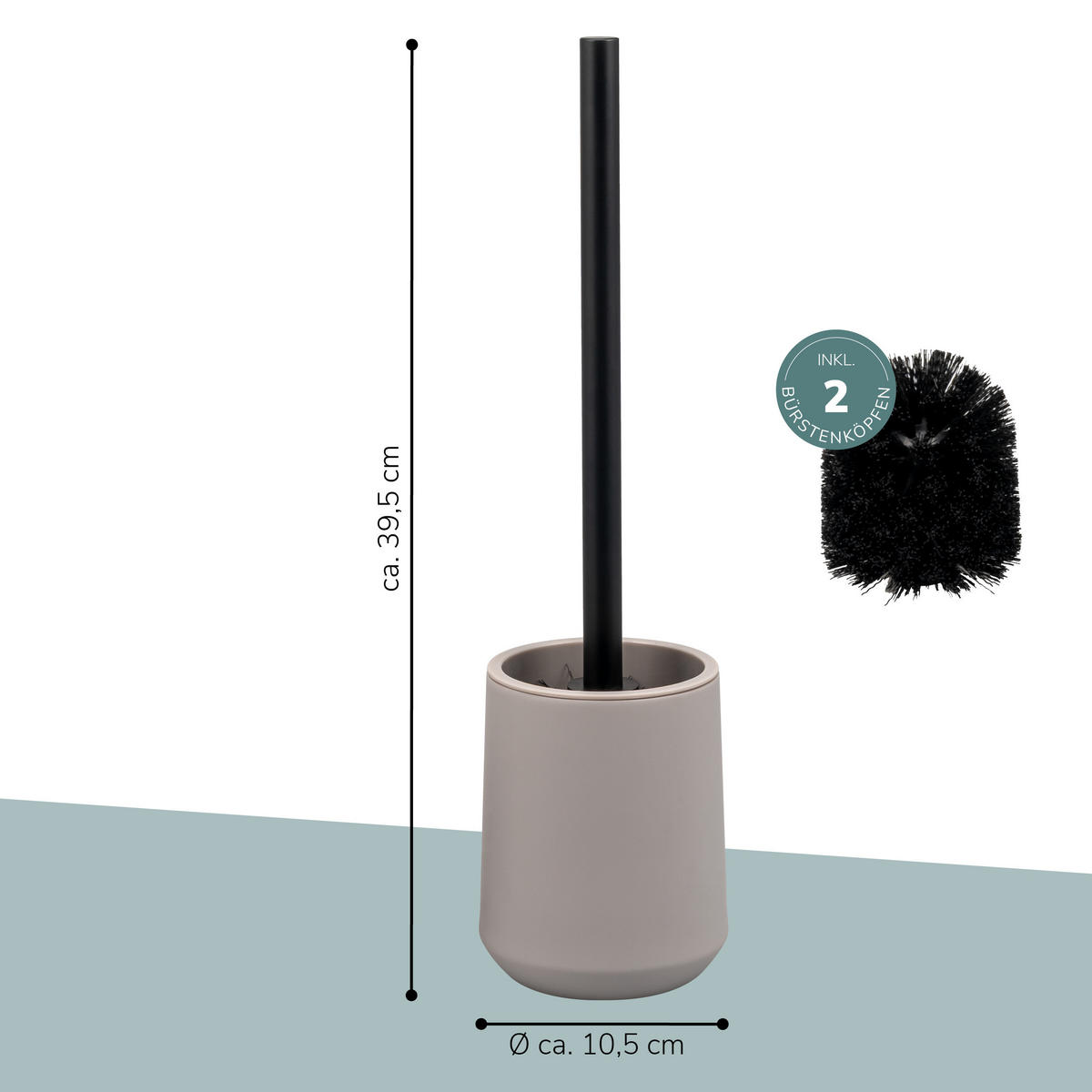 WC-GARNITUR TESERO, Kunststoff, taupe - Taupe, Kunststoff (10.5/39.5/10.5cm) - eluno