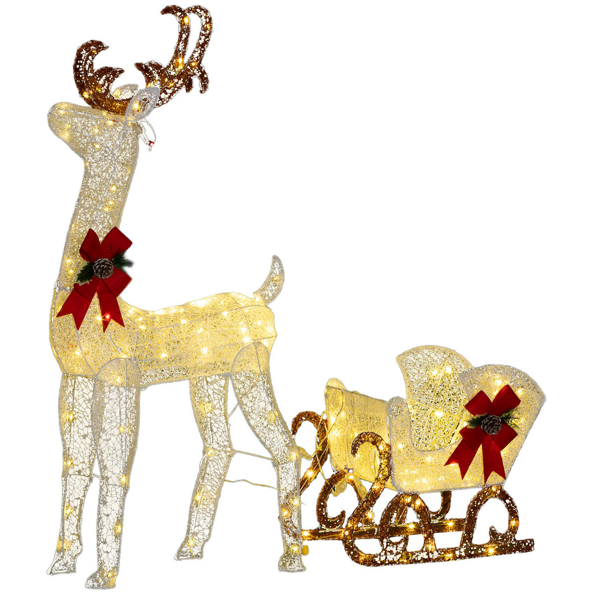 WEIHNACHTS-REH Weiß 50.0/29.0/42.0cm - Weiß, Metall (29/42/50cm)