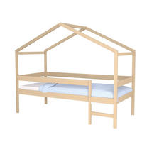 HAUSBETT MIKA + Lattenrost + Matratze/ Kinderbett 90x190 - Naturholz - Naturfarben, Holz (90/190cm) - Weber Industries