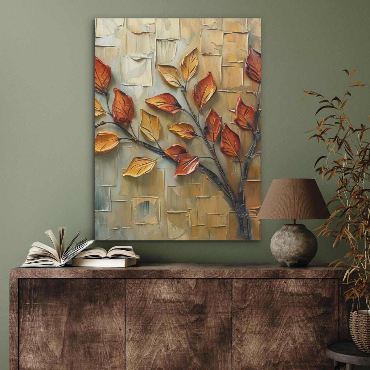 AKUSTIKPANEEL Baum - Abstrakt - Natur - Kunst 60x80 cm - Goldfarben, Textil (60/0.9/80cm) - MuchoWow
