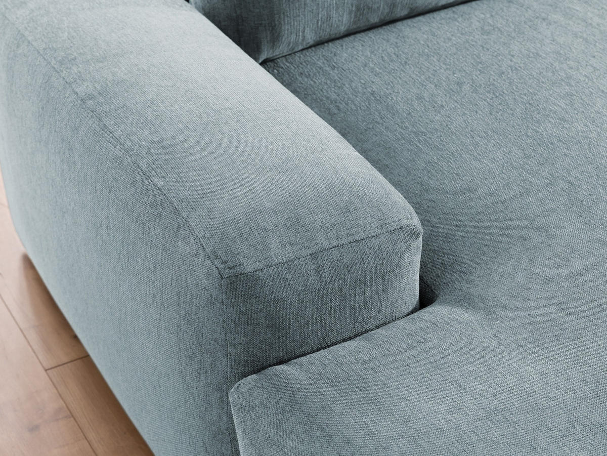 ECKSOFA Lennon aus Hellblau Strukturstoff mit Schlaffunktion und Bettkasten - Schwarz/Hellblau, Holz/Kunststoff (137/264cm) - S-Style