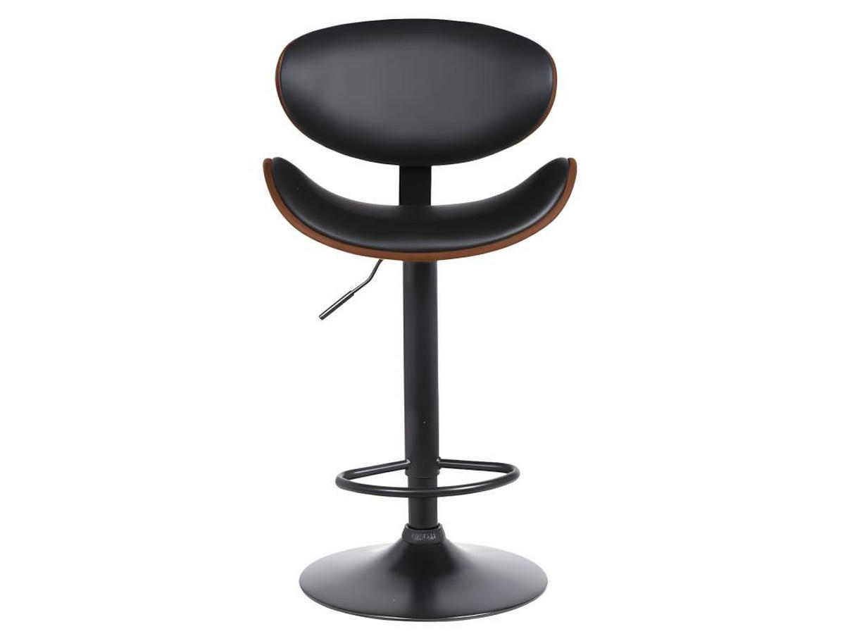 BARHOCKER 2er-Set höhenverstellbar - Kunstleder und Metall - Nussbaumfarben & Schwarz - MONTENEGRO - Schwarz, Leder (46/111/49.5cm) - Vente-Unique