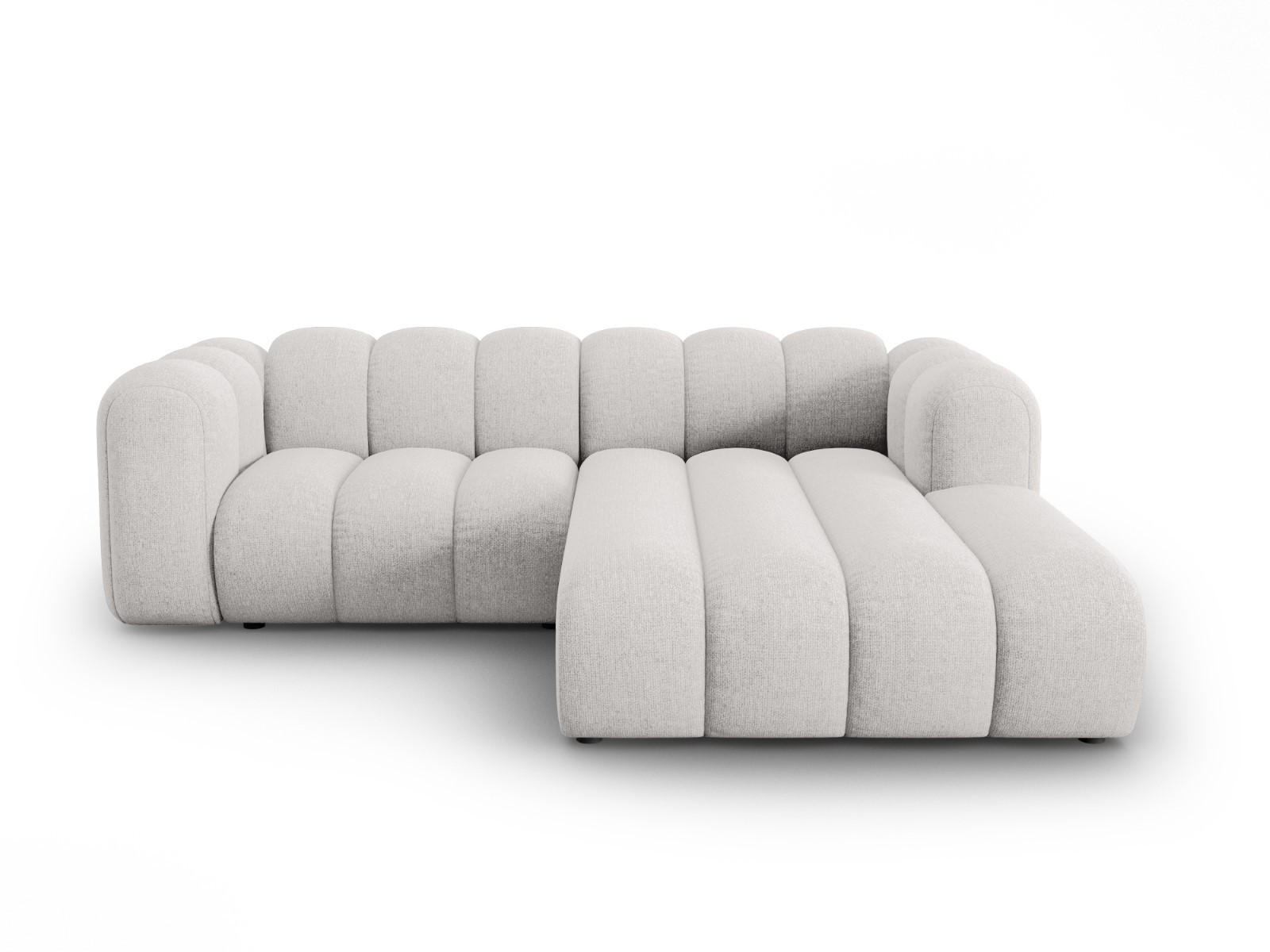 ECKSOFA modular rechts Lupine aus Chenille-Stoff hellgrau 3 Sitzplätze - Hellgrau, Textil (177/230cm) - Micadoni