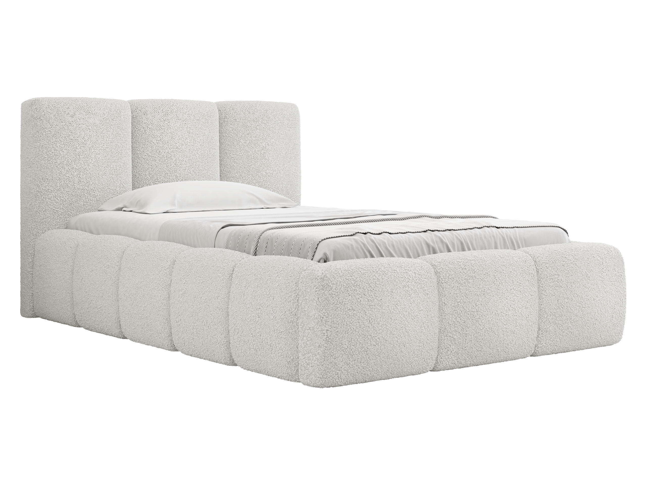 POLSTERBETT Kevson Boucle 90 - Creme, Holz (90/200cm) - MIRJAN24