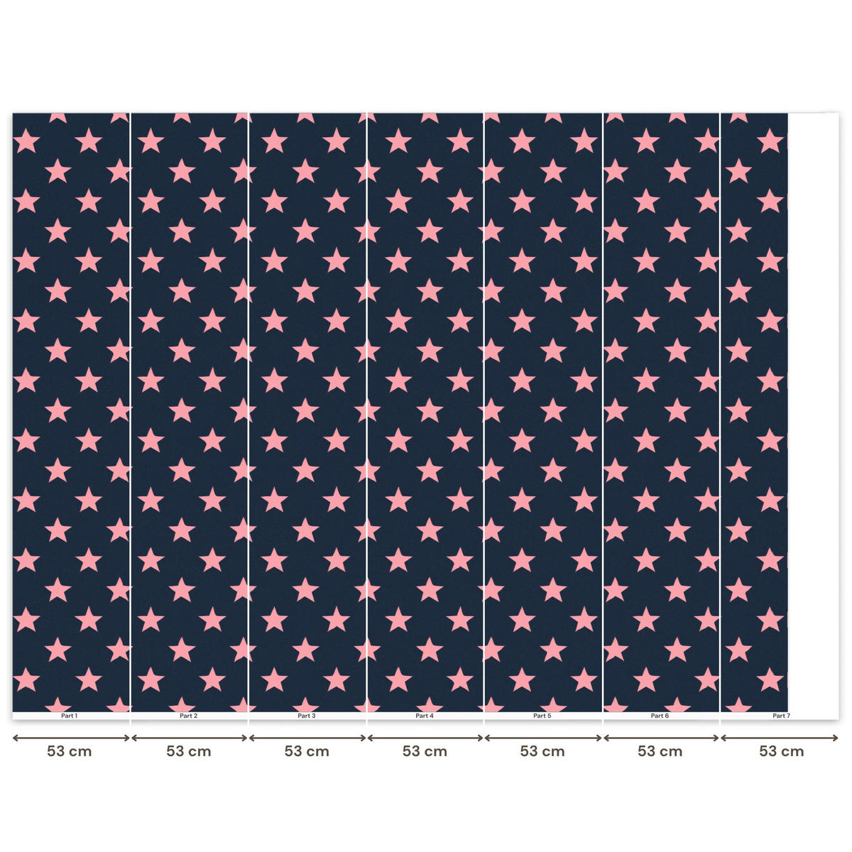 KINDERTAPETE - Muster - Sterne - Rosa - 350x280 cm - Anthrazit, Papier (350/280cm) - OnlyWow