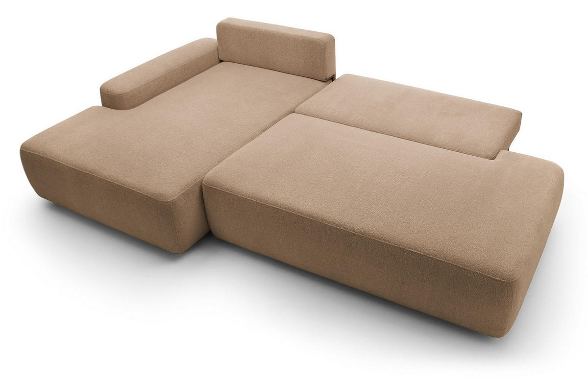ECKSOFA 275 cm mit Schlaffunktion Orea O, Links, Braun - Braun, Holz (276/164cm) - Emporius