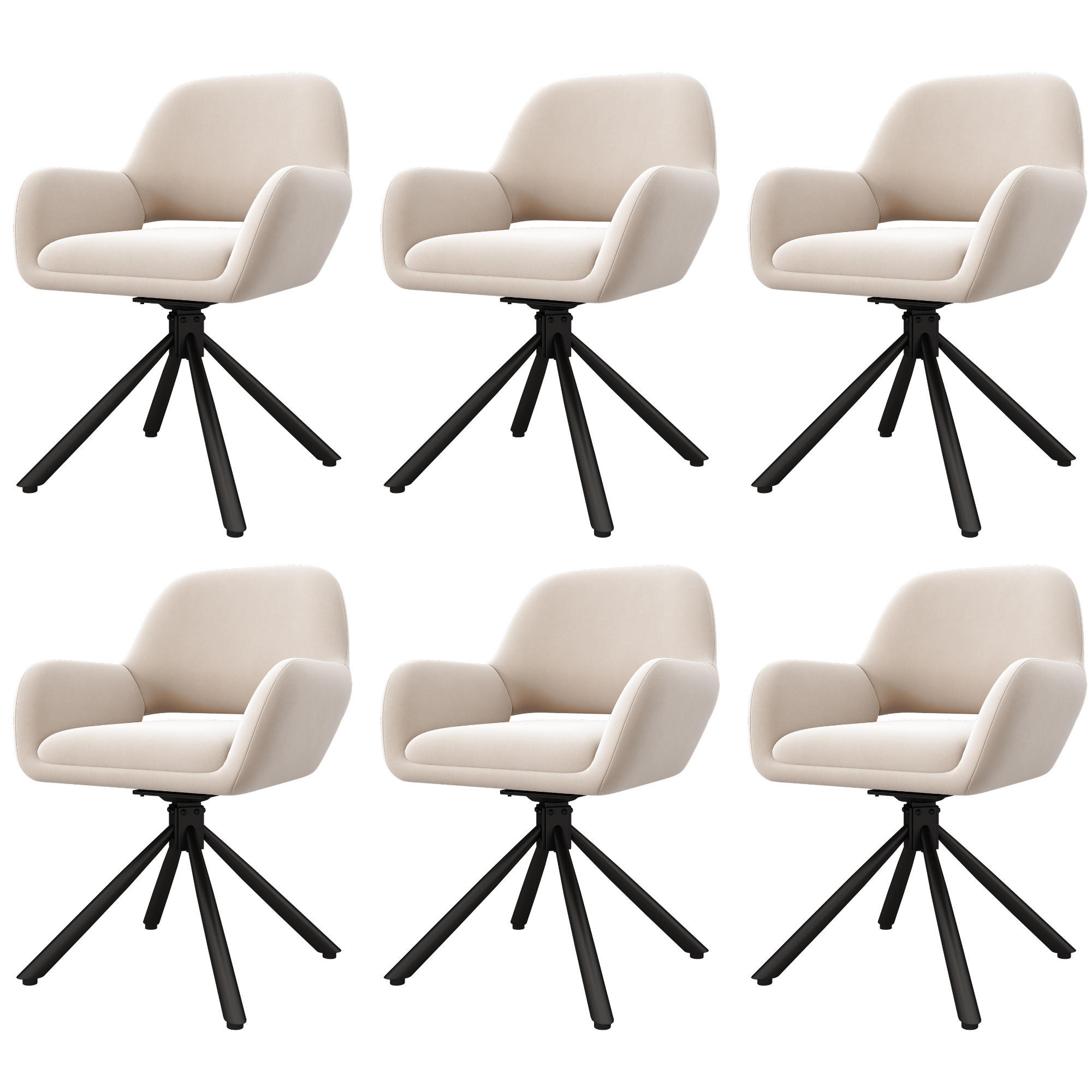 ESSZIMMERSTUHL 6 Stück Drehbar Samt Beige, Armlehne Modern - Beige, Textil (50/80/60cm) - FLIEKS
