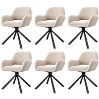 ESSZIMMERSTUHL 6 Stück Drehbar Samt Beige, Armlehne Modern - Beige, Textil (50/80/60cm) - FLIEKS