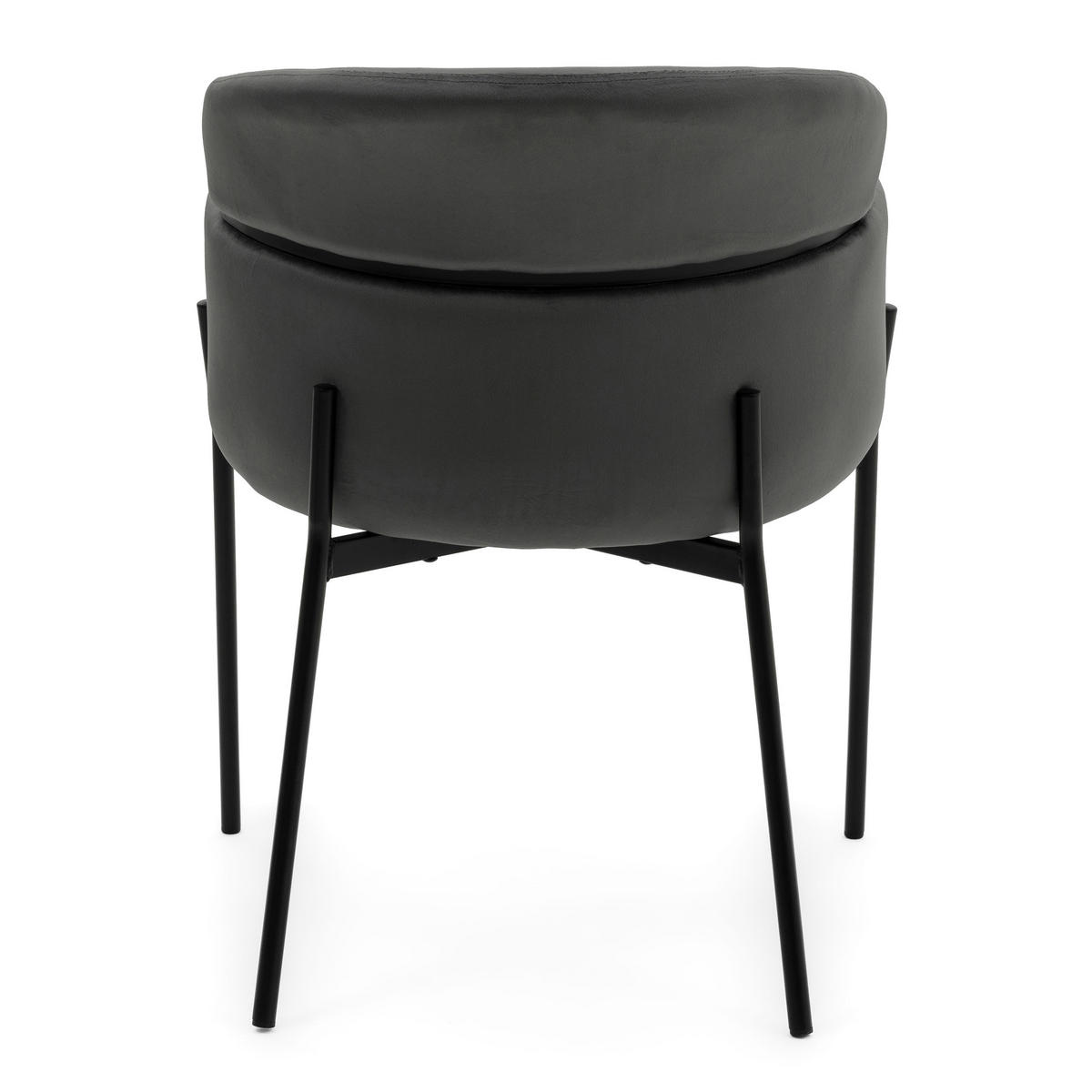 STUHL BOLZANO gepolsterter mit Steppung - grau - Samt Velour - Schwarz/Grau, Textil/Metall (62/80/61cm) - NEW HOME