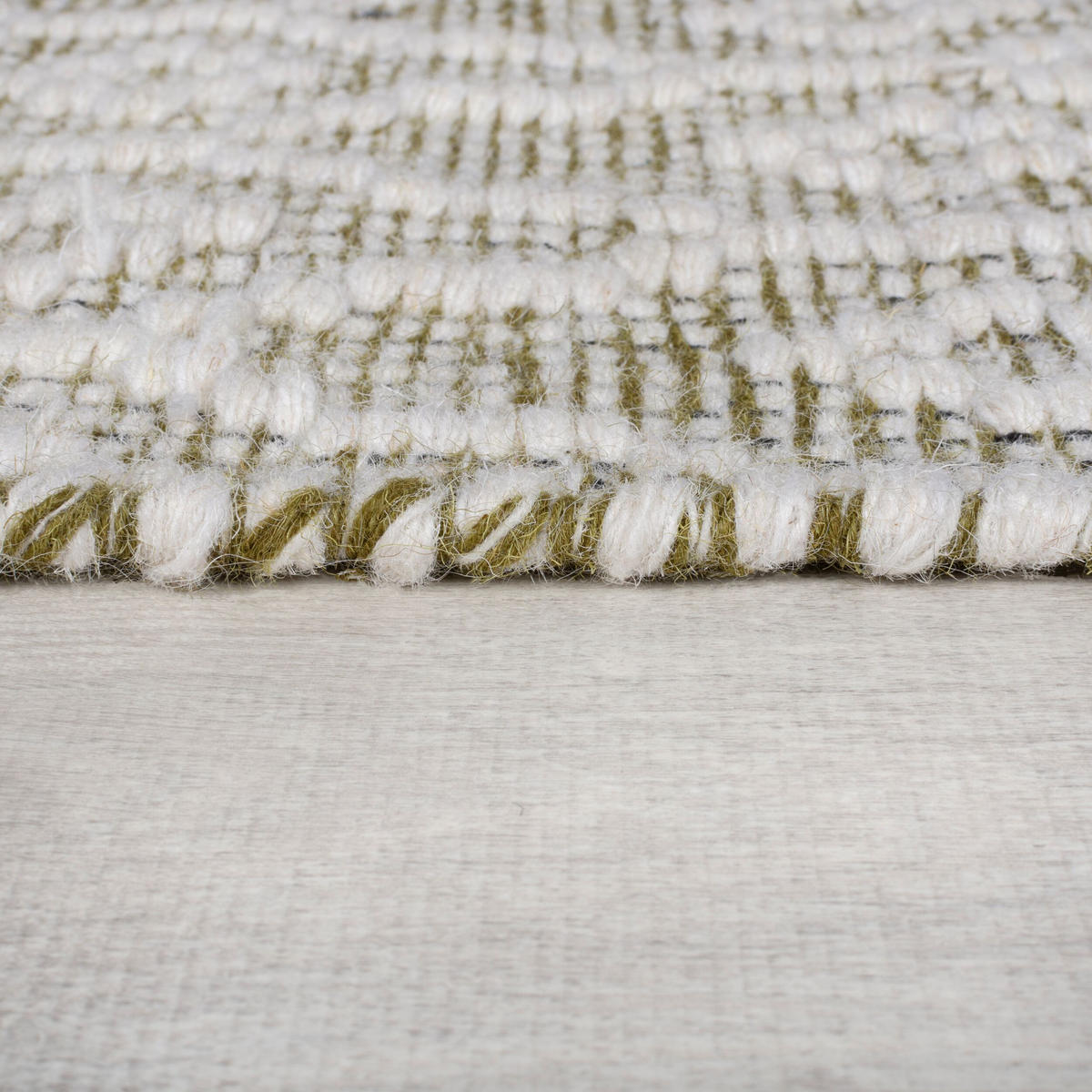 TEPPICH Wolle Kurzflor Diamant Muster, Wohnzimmer Hellgrün Rechteckig 120x170 - Grün, Textil (170/120cm) - KADIMA DESIGN