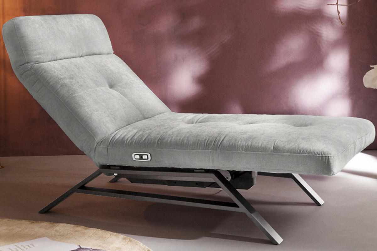 LIEGE MIT MOTORISCHER RELAXFUNKTION AMERIVA Silber Velvet Relaxfunktion - Silberfarben, Textil (80/110/158cm) - KAWOLA