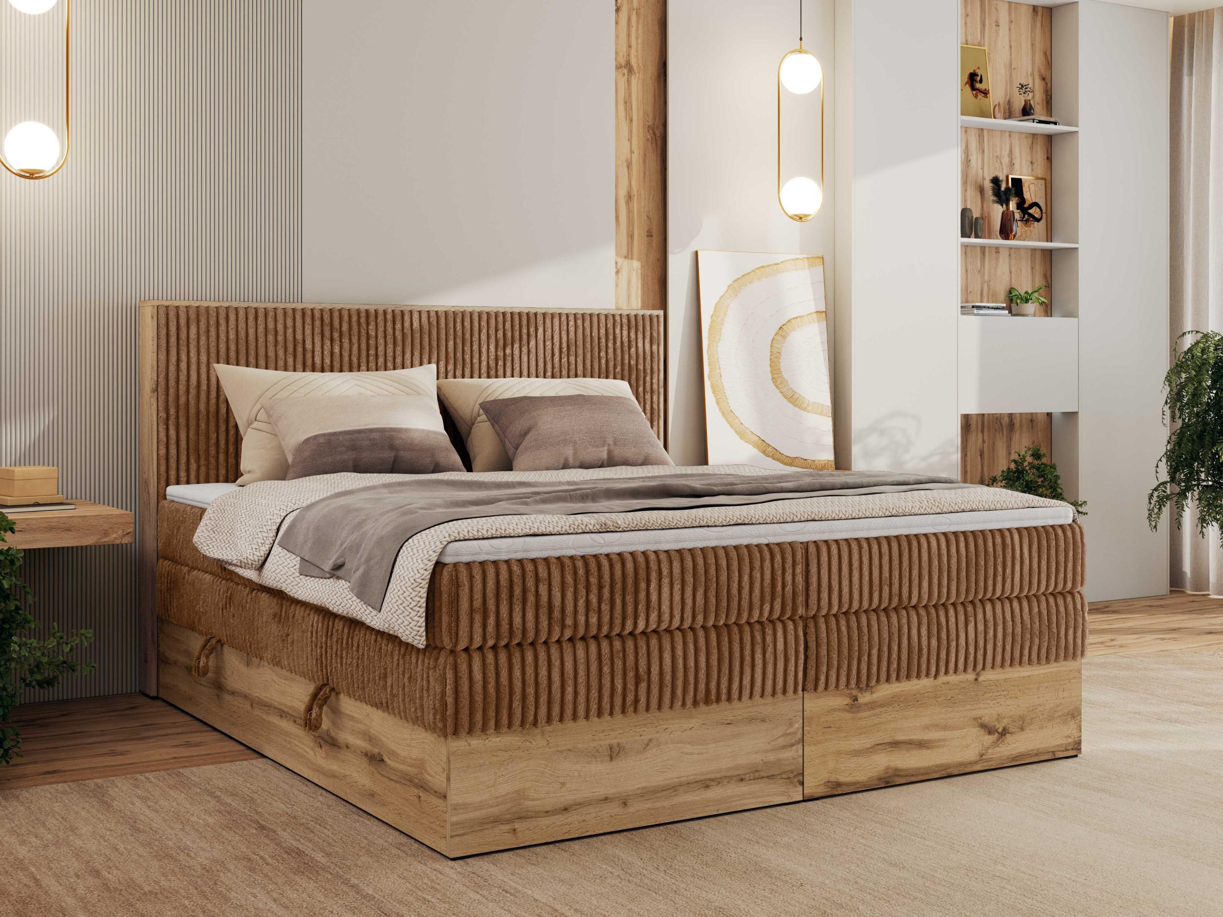BOXBETT WOOD CLASSIC KING 140/200 - Orange Cord - H3 - Orange, Textil (140/200cm) - MKS