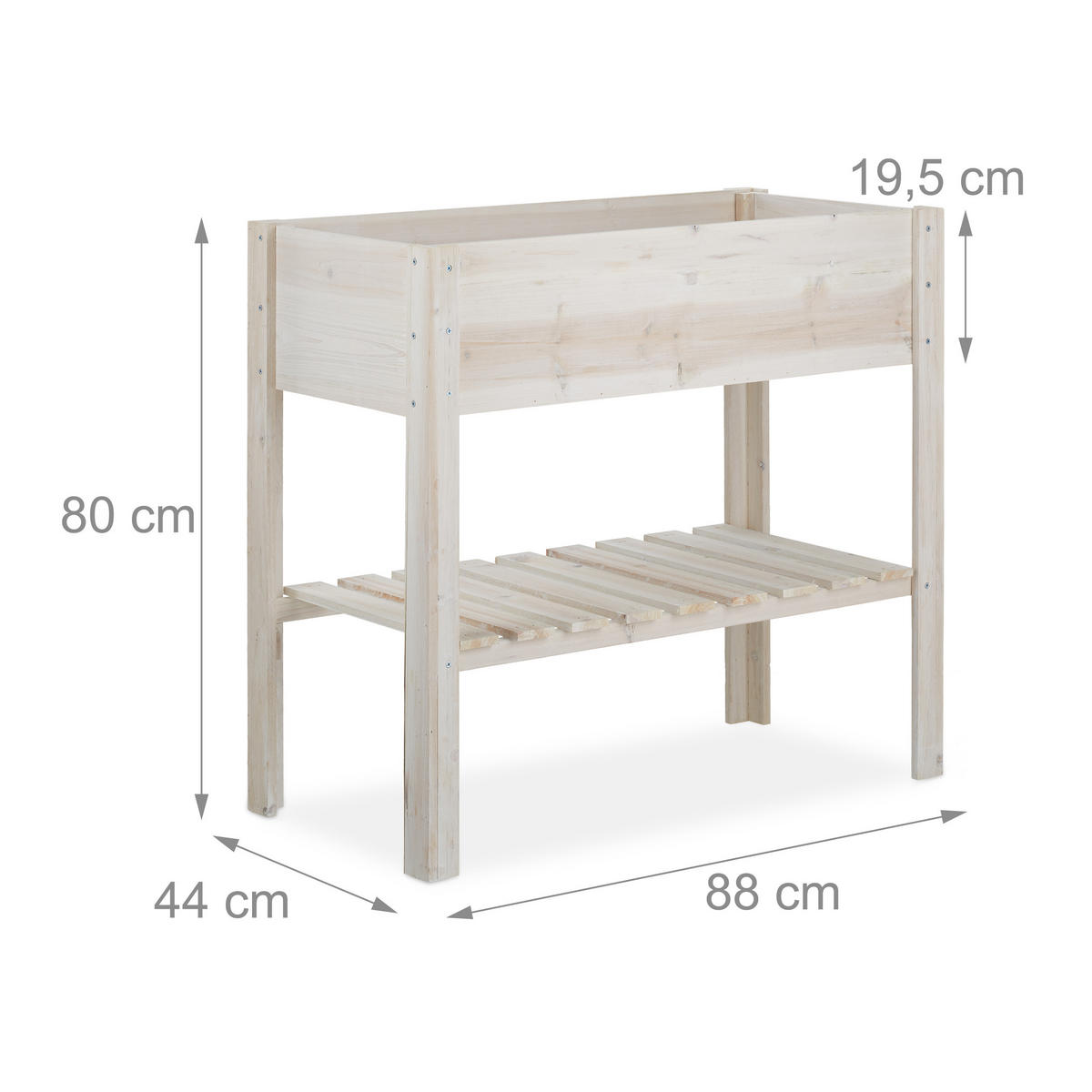 HOCHBEET - Weiß, Holz (88/80/44cm) - Relaxdays