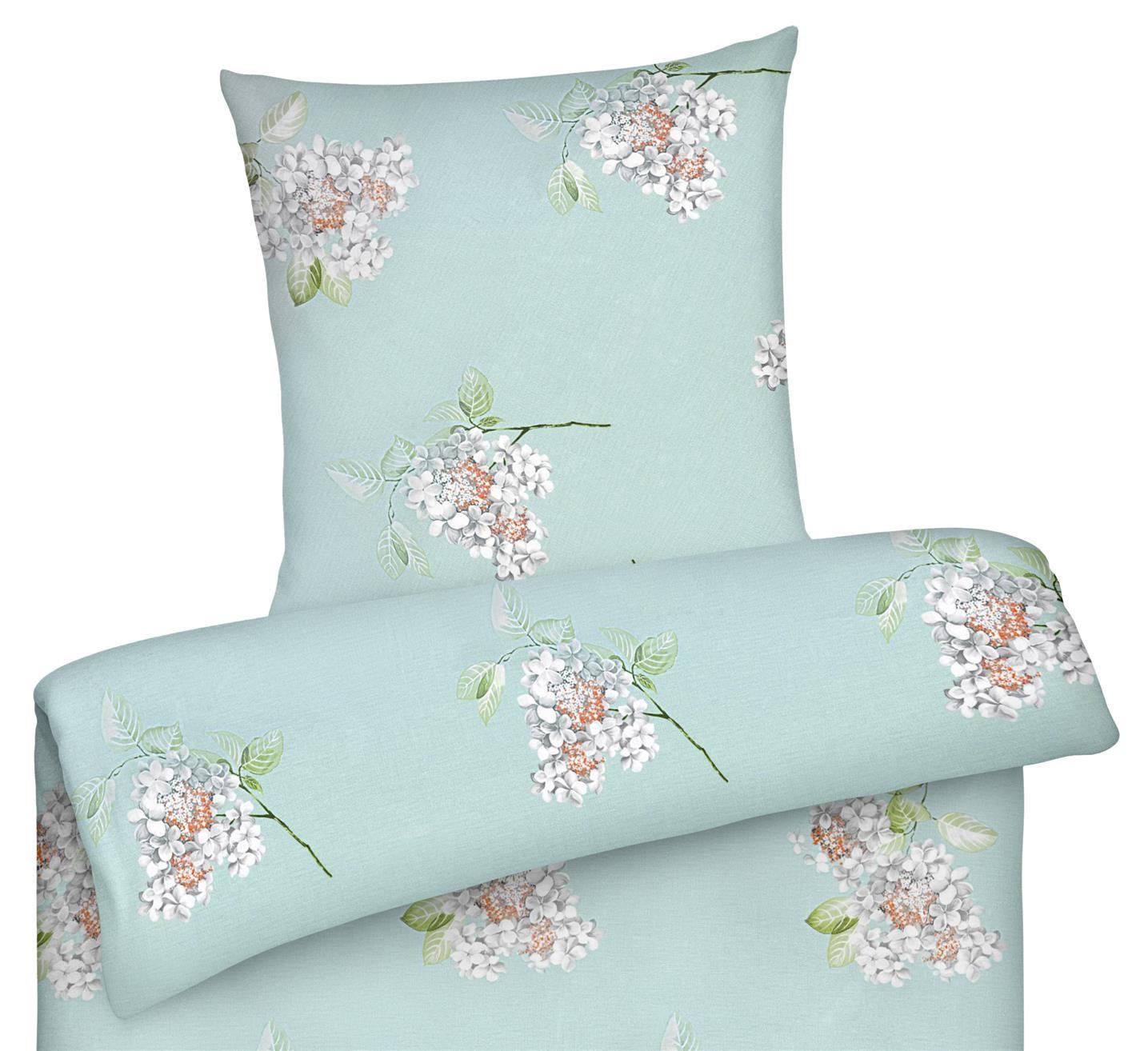 BETTWÄSCHE 135x200 Renforce Bettbezug geblümt Baumwolle Blumen Mint - Mintgrün, Textil (135/200cm) - Carpe Sonno