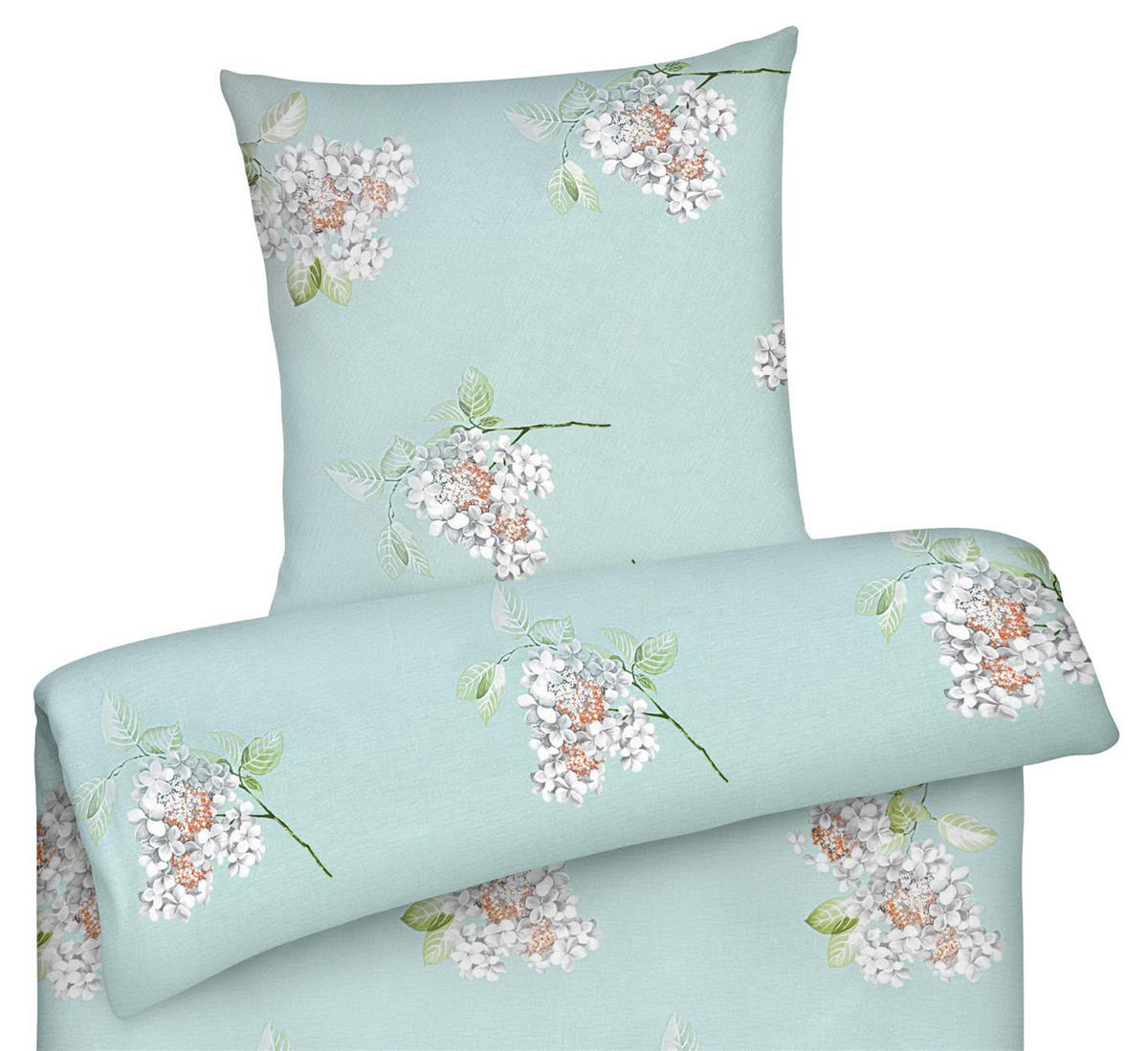 BETTWÄSCHE 135x200 Renforce Bettbezug geblümt Baumwolle Blumen Mint - Mintgrün, Textil (135/200cm) - Carpe Sonno