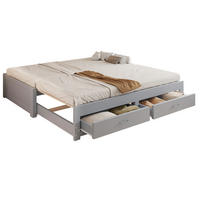 SCHLAFSOFA Grau aus Holz 90/180×190cm ausziehbar mit zwei Stauraumschubladen ohne Armlehnen - Grau, Holz (185/34.8/197cm) - Luhomfu