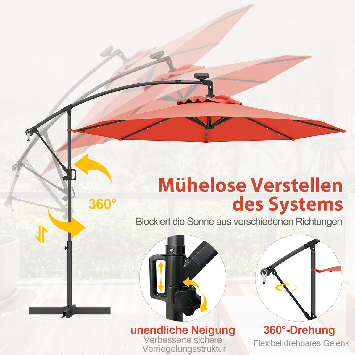 AMPELSCHIRM Orange - Orange, Kunststoff (300/300cm) - COSTWAY