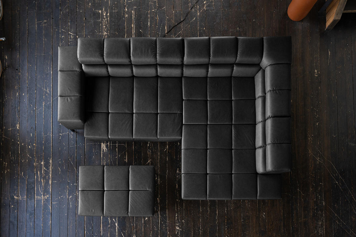 ECKSOFA NELSON Schwarz Leder Relaxfunktion - Schwarz, Leder/Metall (321/216cm) - KAWOLA