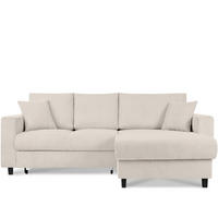 ECKSCHLAFSOFA EGRET Rechts mit Bettkasten, Cord-Stoff, cremefarben - Creme, Textil (234/90cm) - KONSIMO®