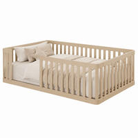 KINDERBETT mit Zaun 90x200 cm Kiefernholz Cream - Creme, Holzwerkstoff (90/200cm) - Meubliv