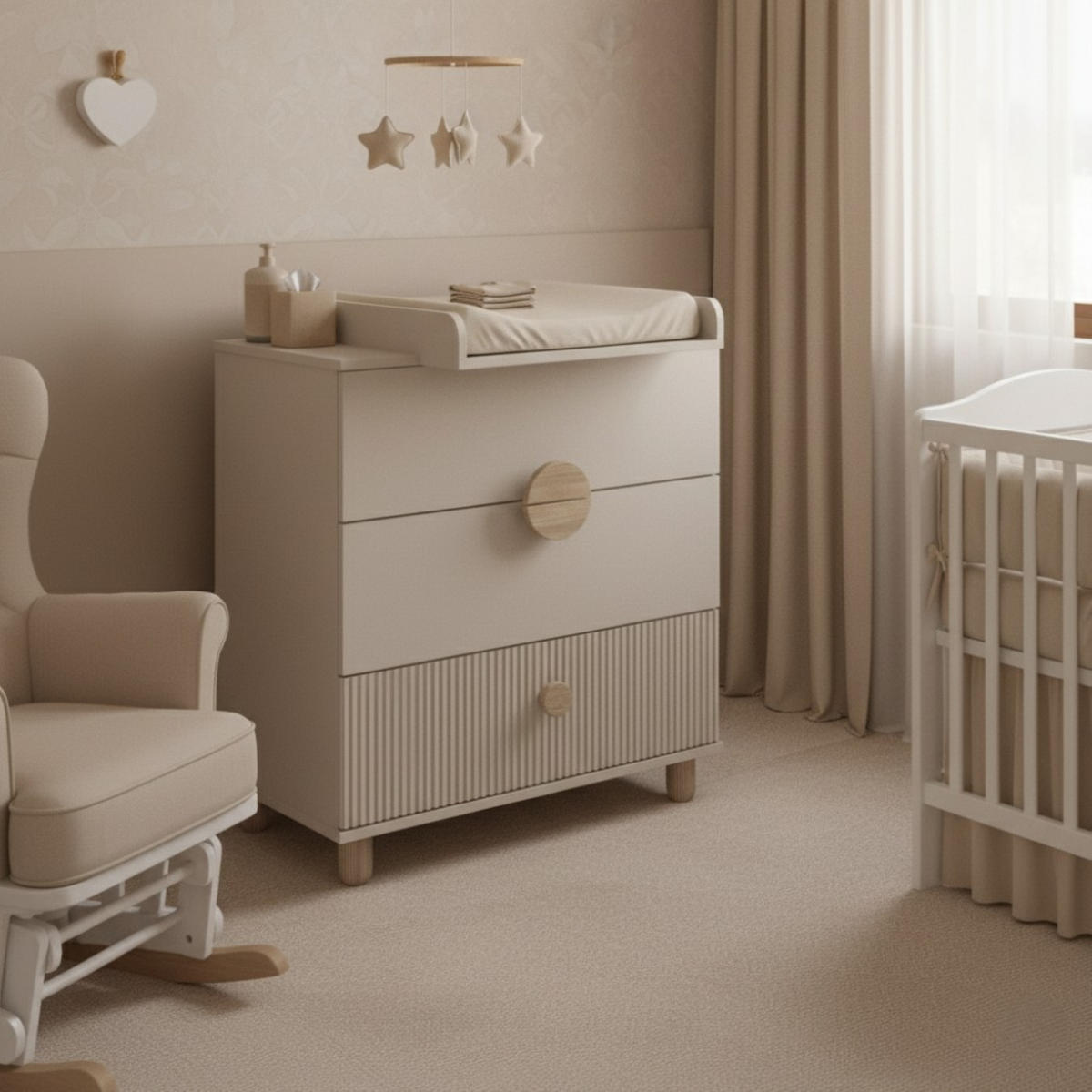 WICKELTISCHE Bebella - Beige, Naturmaterialien (48/90/80cm) - kiki design