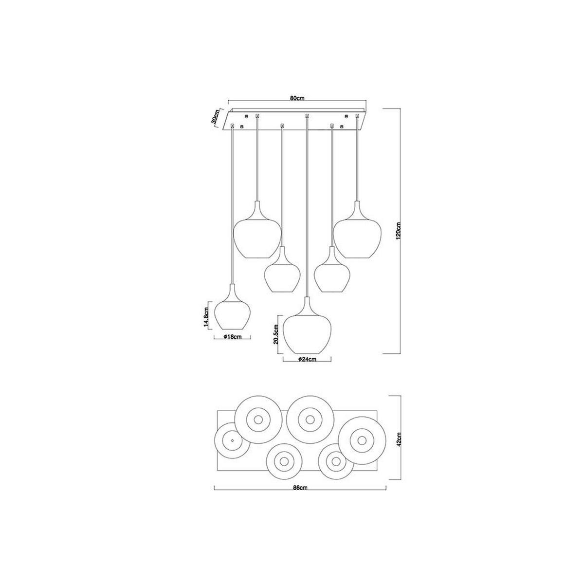 HÄNGELEUCHTE Glas Opal Weiß MAXY - Weiß, Glas (86/42/120cm) - Globo Lighting