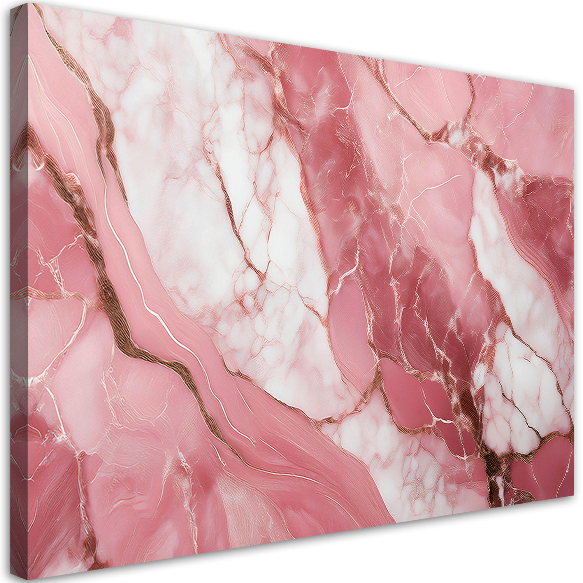 LEINWANDBILD Rosa Marmorstein Goldelemente 100x70cm - Pink, Textil (100/70cm) - Feeby