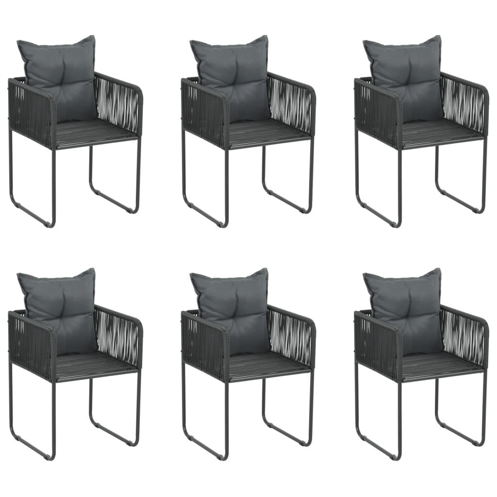 GARTENSTÜHLE 6er set Mit Kissen Poly Rattan Schwarz - Schwarz, Kunststoff (51.5/67/51.5cm) - vidaXL